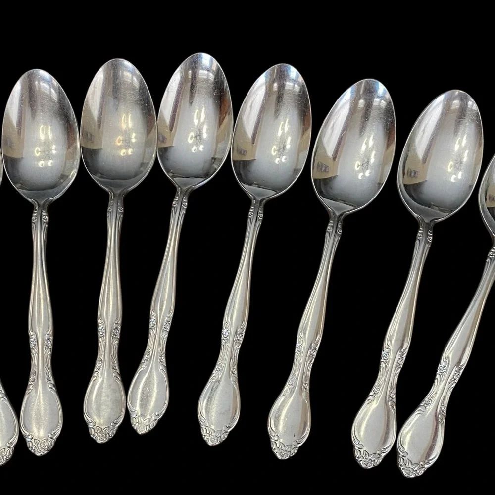 Vintage Imperial Stainless Flatware Set 36 Pc Fleurette Pattern Korea
